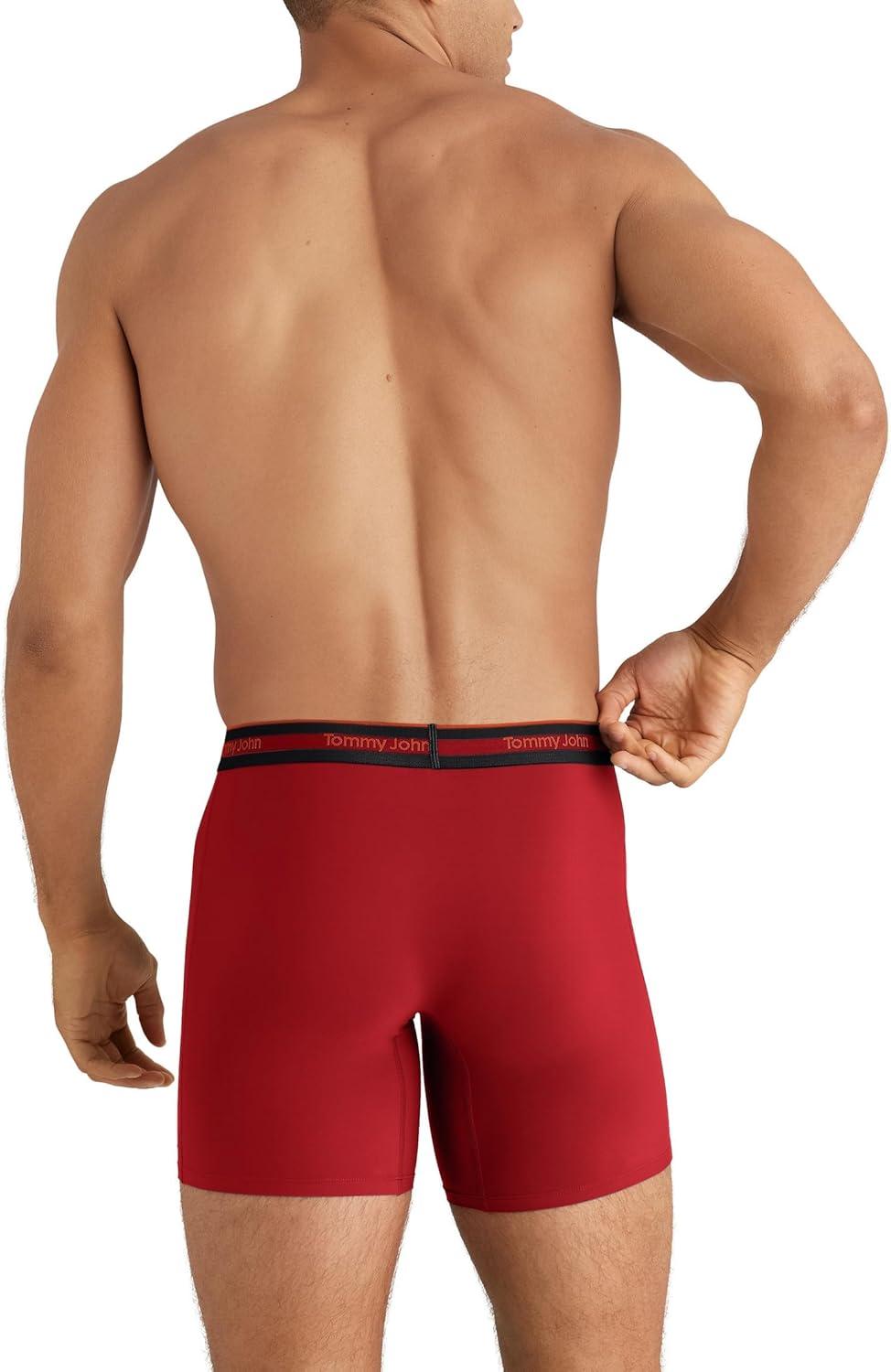 image:imageTommy John Mens Comfort Micro Boxer Brief Underwear 6 3Pack Brushed Microfiber 4Way Stretch amp StayPut WaistbandBlack Blue Quartz Haute Red
