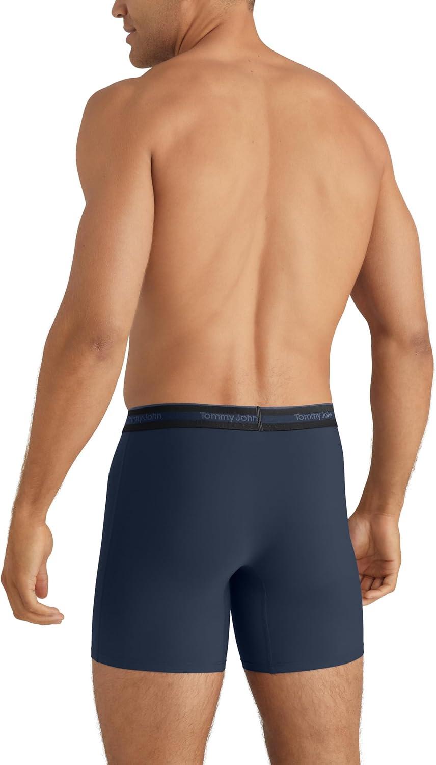 image:imageTommy John Mens Comfort Micro Boxer Brief Underwear 6 3Pack Brushed Microfiber 4Way Stretch amp StayPut WaistbandDress Blues Dress Blues Luminary Green Dress Blues Marina