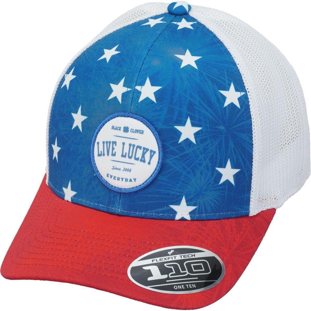 image:imageBlack Clover Shooting Star Adjustable Hat  Unisex Cap  Rayon Fabric  Adjustable Back Closure  Golf Hat RedWhiteBlue StarsLive Lucky Hd Patch One Size One Size