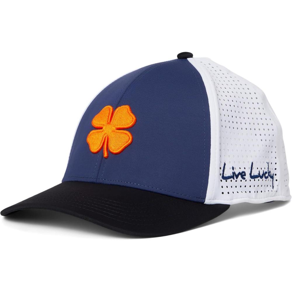 image:imageBlack Clover Standard Auburn Benchmark Adjustable Snapback Hat NavyBlackWhite Laser Cut Orange 3D Clover
