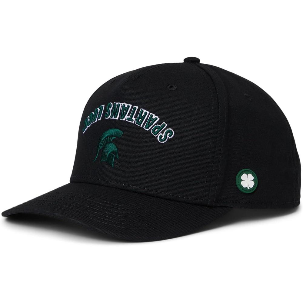 image:imageBlack Clover Standard Michigan State Game Day Adjustable Snapback Hat BlackCotton Twill Dark Green 3D Embroidery