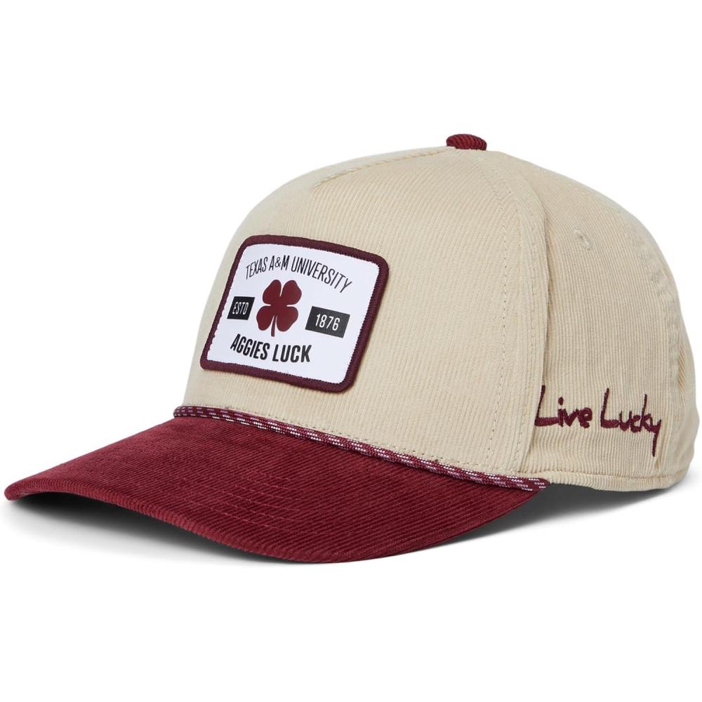 image:imageBlack Clover Standard Texas AampM Legacy Adjustable Snapback Hat NaturalMaroonCorduroy with Rope HD Patch