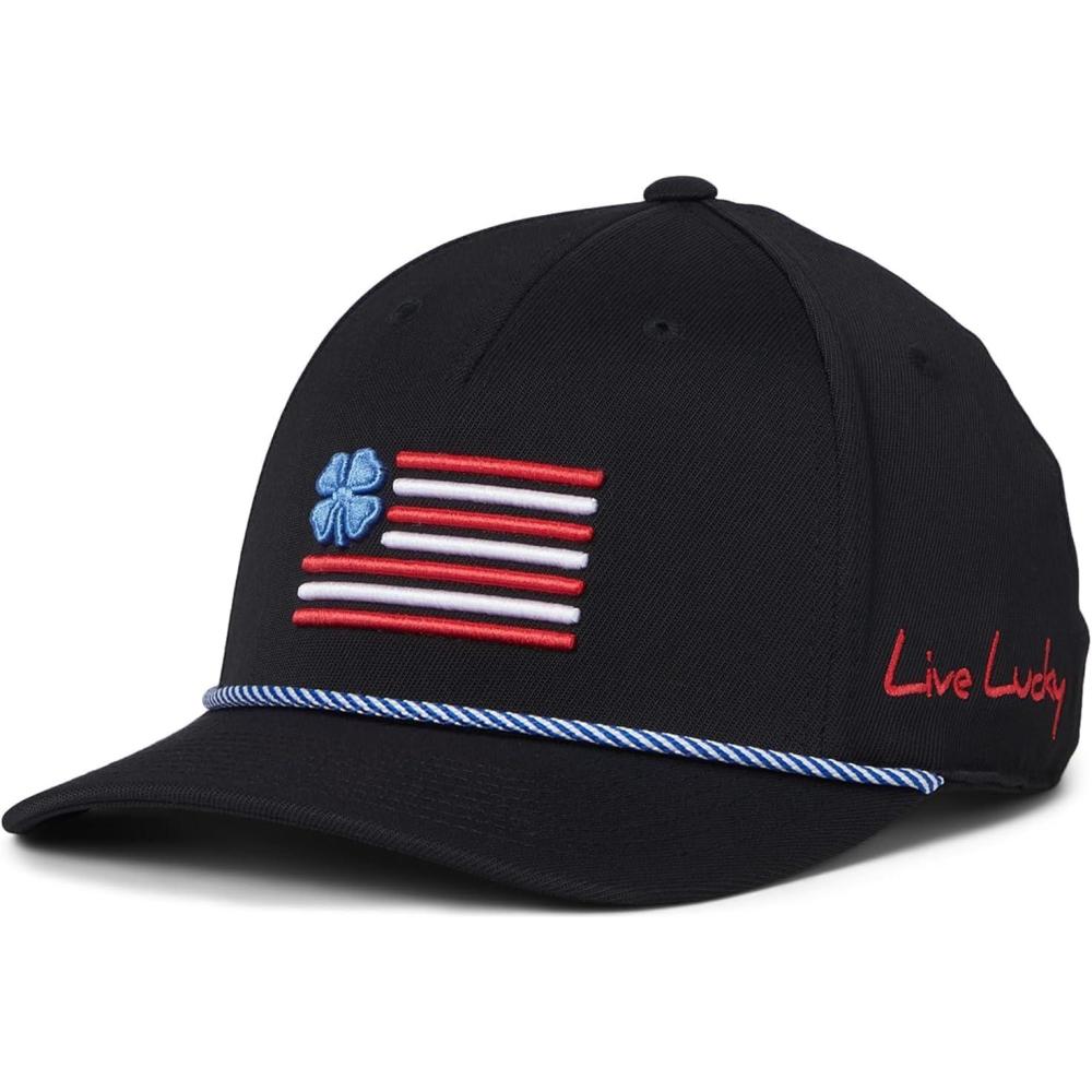 image:imageBlack Clover Unisex Clover Nation 28 Adjustable Hat Black HatRedWhiteBlue Nation Flag One Size