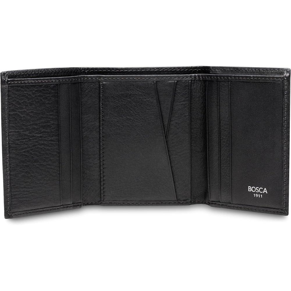 image:imageBosca Mens Wallet Nappa Vitello Leather Single ID Tri Fold Wallet with RFID Blocking BlackBlack