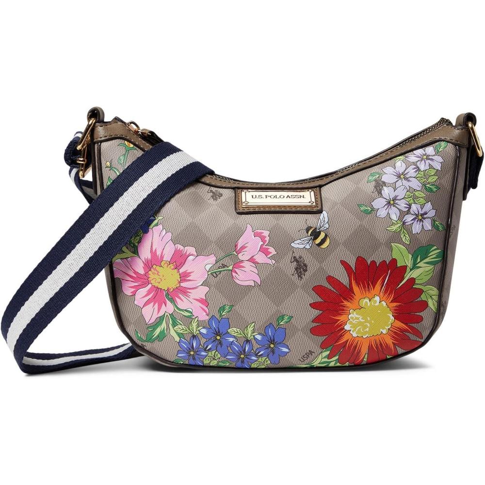 image:imageFLORAL DIAMOND CROSSBODY BAGTaupe C