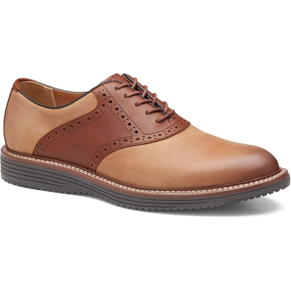 image:imageJohnston amp Murphy Mens Upton Saddle LaceUp Oxford ShoeTan OiledTan Full Grain Leather