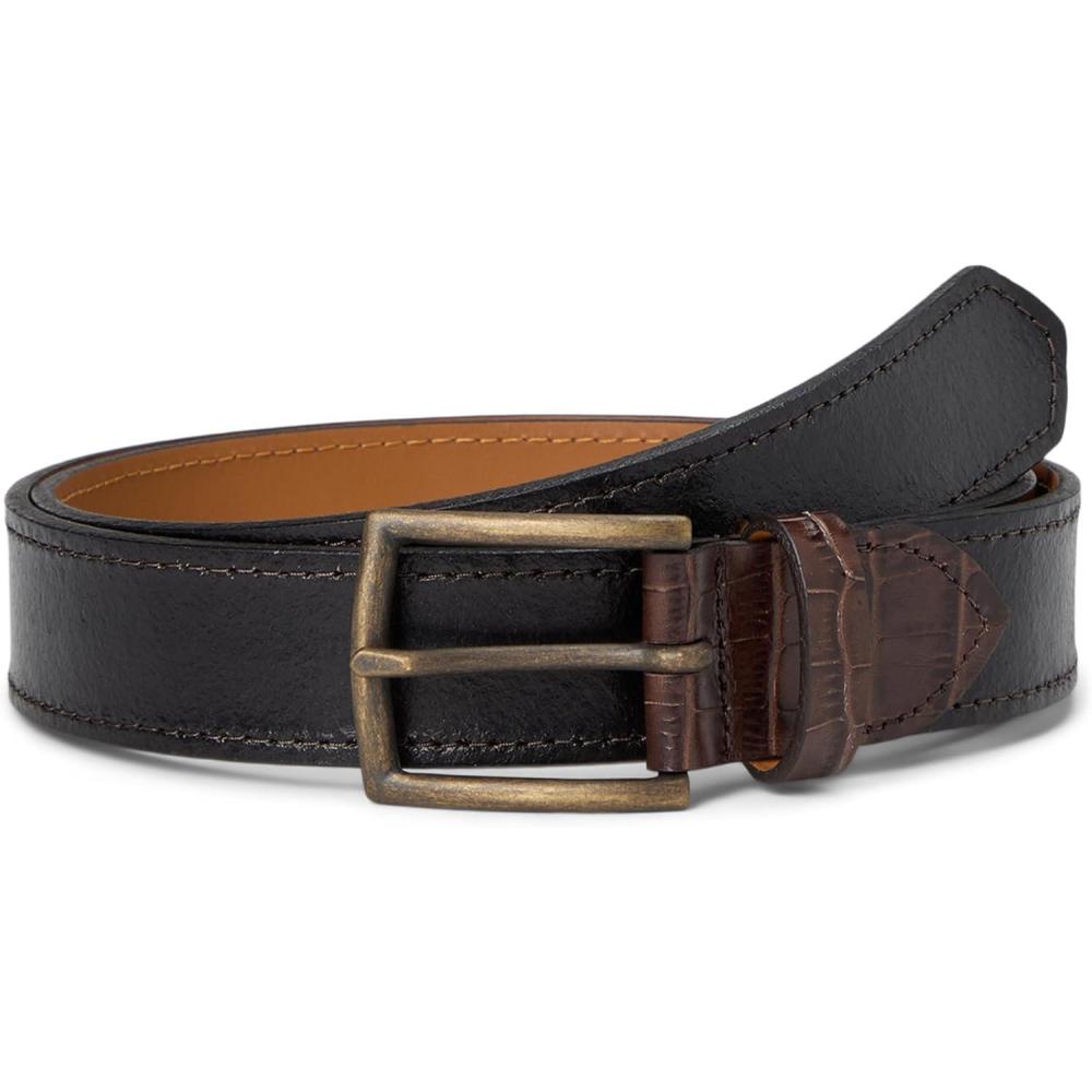 image:imageJohnston amp Murphy mens Twotone Croc Embossed Leather BeltBlack