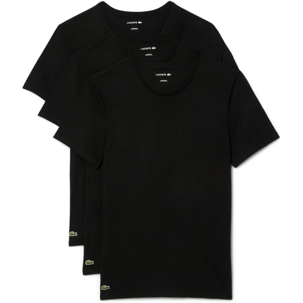 image:imageLacoste Mens 100 Cotton Slim Fit CrewNeck TShirt 3PackBlack