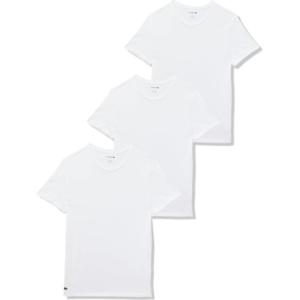 image:imageLacoste Mens 100 Cotton Slim Fit CrewNeck TShirt 3PackWhite