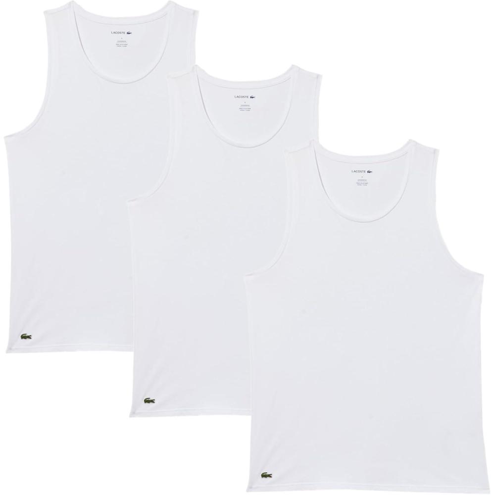 image:imageLacoste Mens 100 Cotton Slim Fit Tank Top 3PackWhite