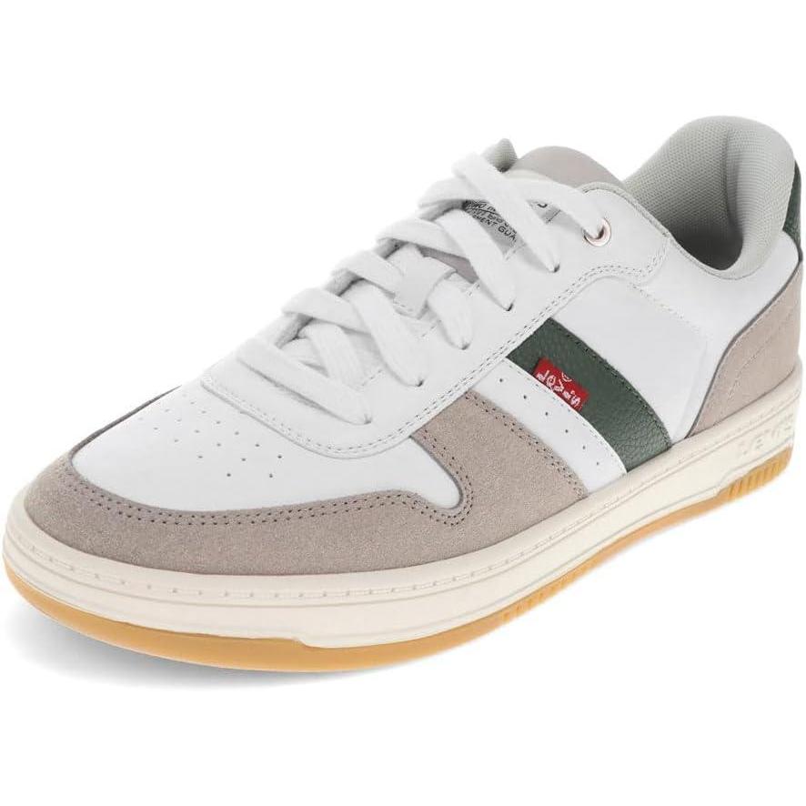image:imageLevis Mens Drive Lo Synthetic Leather Casual Lace Up Sneaker ShoeWhiteCappuccinoForest Green