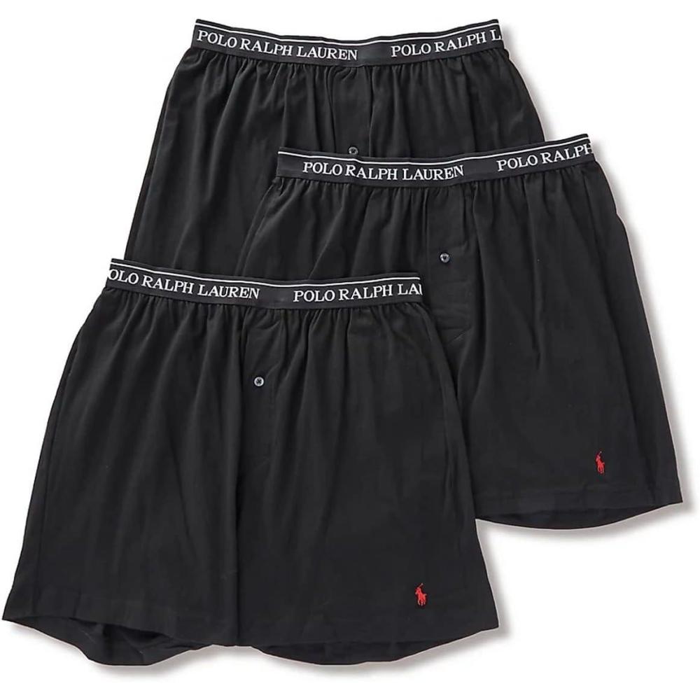 image:imagePOLO RALPH LAUREN Mens Classic Fit Cotton Knit Boxers 3 PackBlack