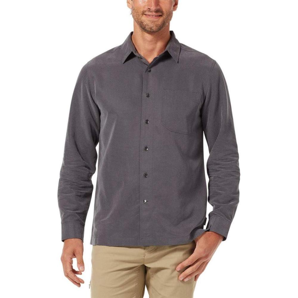 image:imageRoyal Robbins Mens Desert Pucker Dry Long Sleeve Button Down Shirt Asphalt Medium