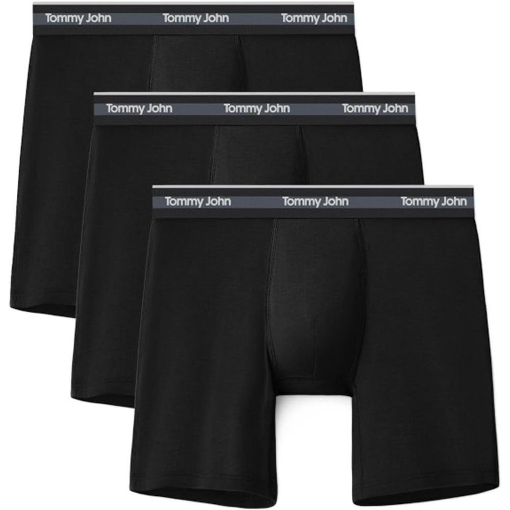 image:imageTommy John Mens Comfort Micro Boxer Brief Underwear 6 3Pack Brushed Microfiber 4Way Stretch amp StayPut WaistbandBlack 3pack