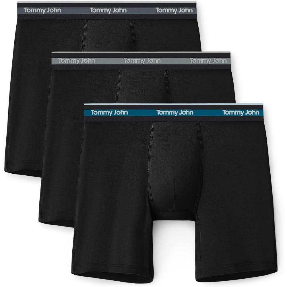image:imageTommy John Mens Comfort Micro Boxer Brief Underwear 6 3Pack Brushed Microfiber 4Way Stretch amp StayPut WaistbandBlack BlackMonumentBlue Coral Wb
