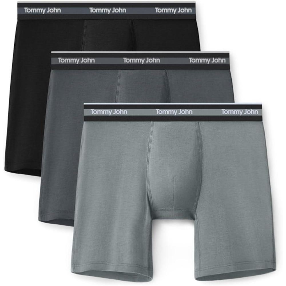 image:imageTommy John Mens Comfort Micro Boxer Brief Underwear 6 3Pack Brushed Microfiber 4Way Stretch amp StayPut WaistbandBlackTurbulenceMonument 3pack