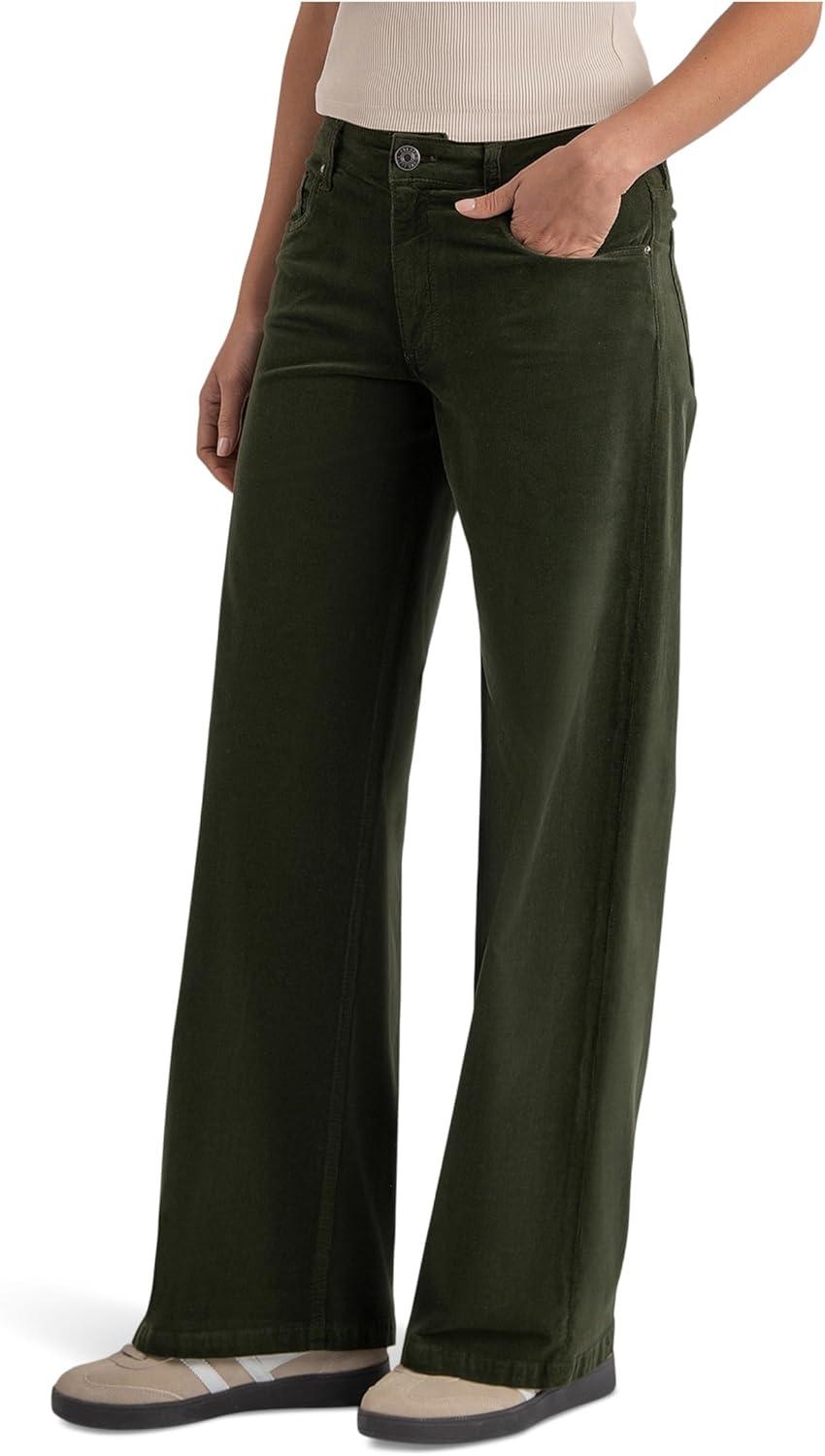 image:imageKUT from The Kloth Womens Jean HighRise Wide Leg Clean HemLeafy Green