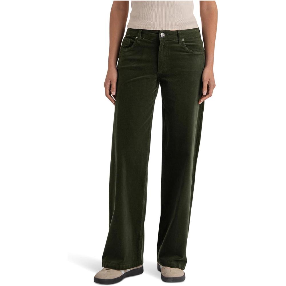 image:imageKUT from The Kloth Womens Jean HighRise Wide Leg Clean HemLeafy Green