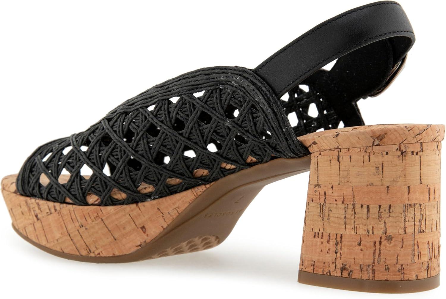 image:imageAerosoles womens CorneliaBlack Embroidered Raffia With Cork Heel