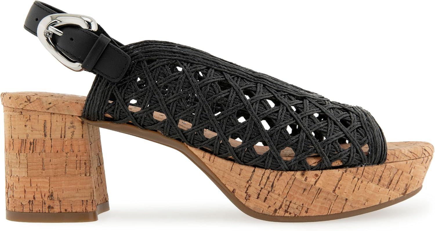 image:imageAerosoles womens CorneliaBlack Embroidered Raffia With Cork Heel