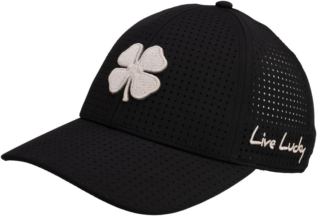 image:imageBlack Clover Unisex Standard Perf Fitted Golf HatBlack Perforated Hat3d Silver Clover