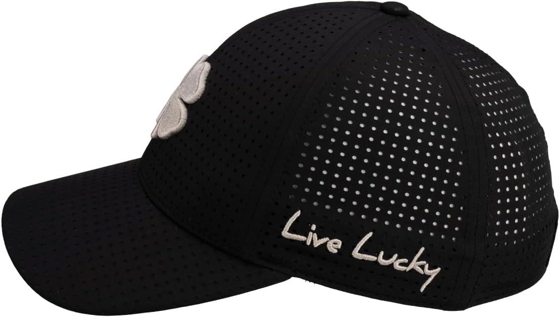image:imageBlack Clover Unisex Standard Perf Fitted Golf HatBlack Perforated Hat3d Silver Clover