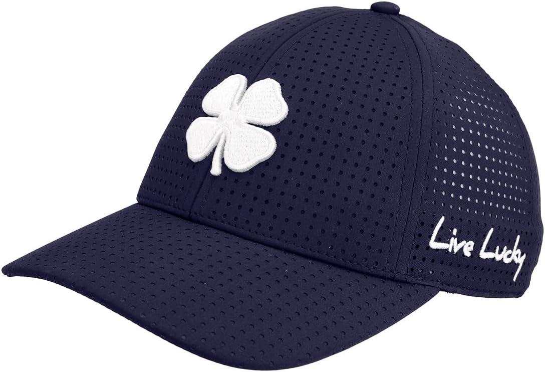 image:imageBlack Clover Unisex Standard Perf Fitted Golf HatNavy Perforated Hat3d White Clover