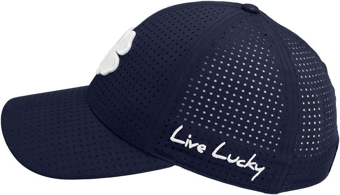 image:imageBlack Clover Unisex Standard Perf Fitted Golf HatNavy Perforated Hat3d White Clover