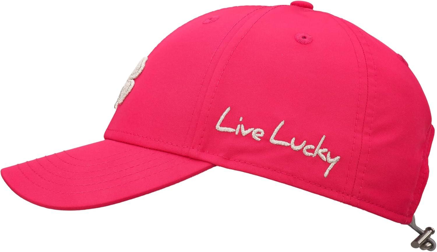 image:imageBlack Clover Womens Hollywood Adjustable Toggle Golf Baseball HatFuchsia Hat3d Gold Metallic Clover