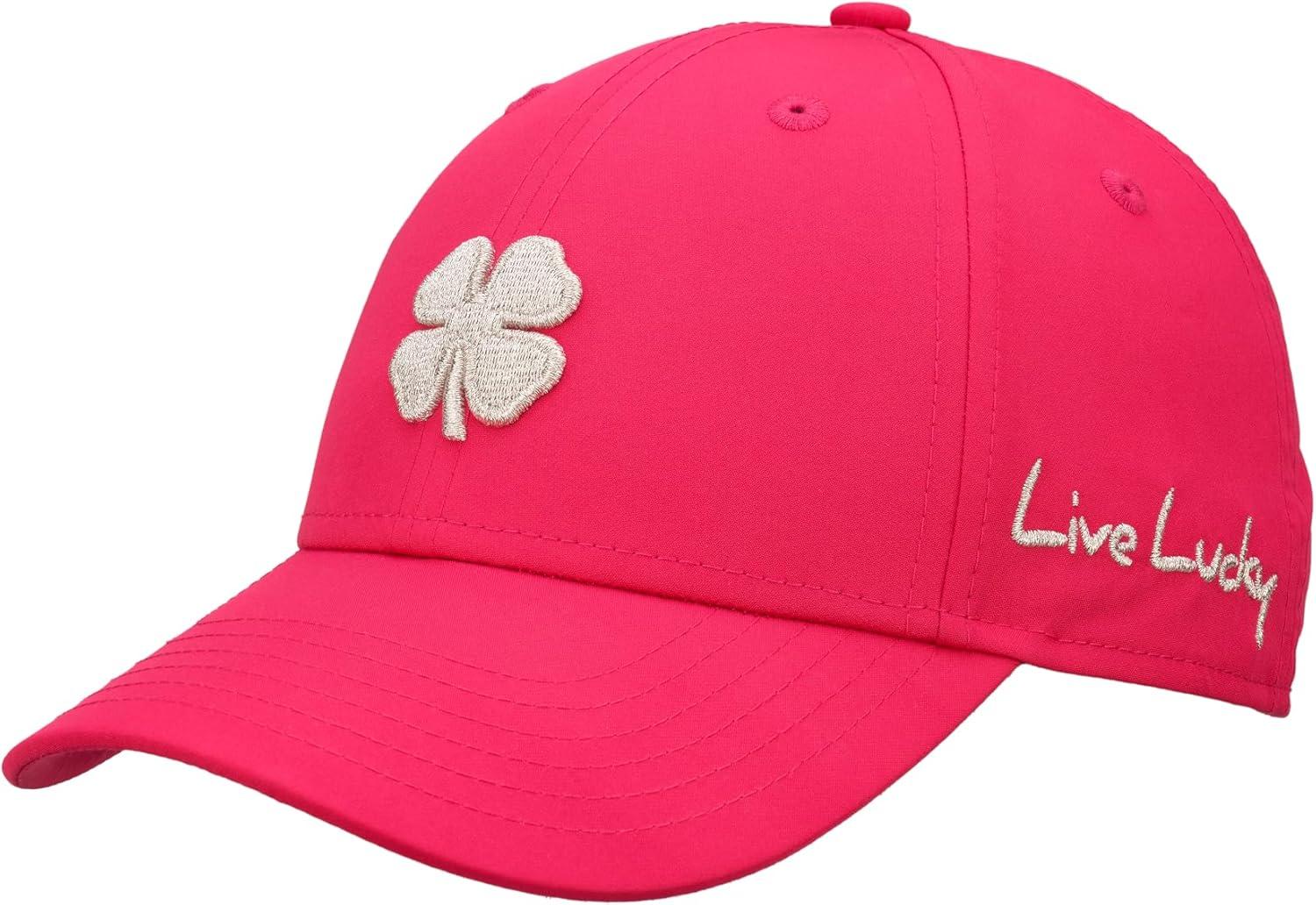 image:imageBlack Clover Womens Hollywood Adjustable Toggle Golf Baseball HatFuchsia Hat3d Gold Metallic Clover