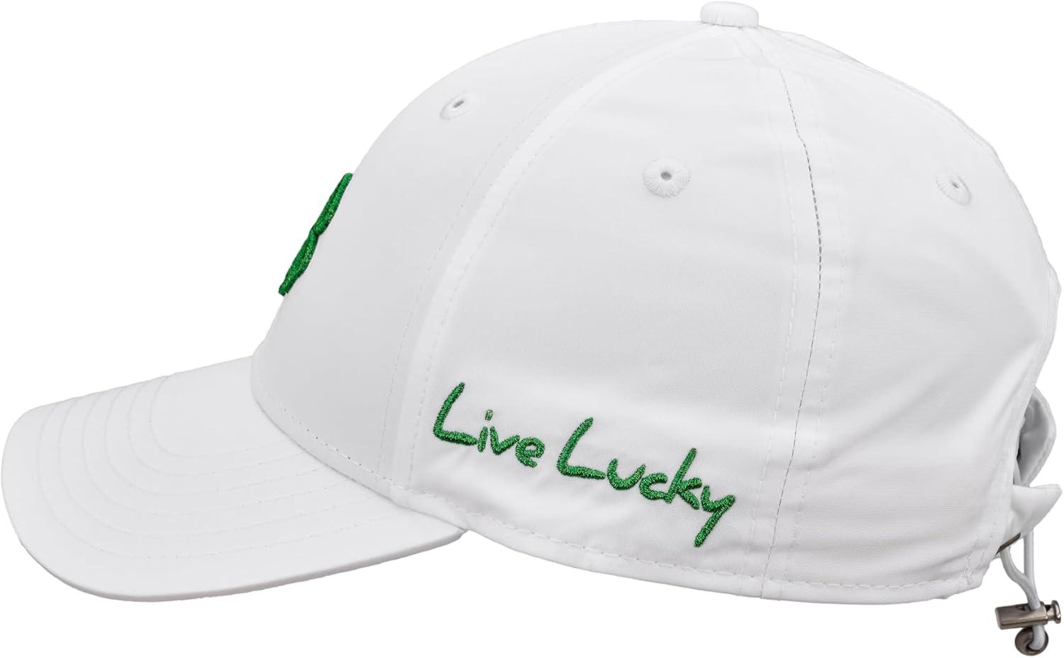 image:imageBlack Clover Womens Hollywood Adjustable Toggle Golf Baseball HatWhite Hat3d Green Metallic Clover