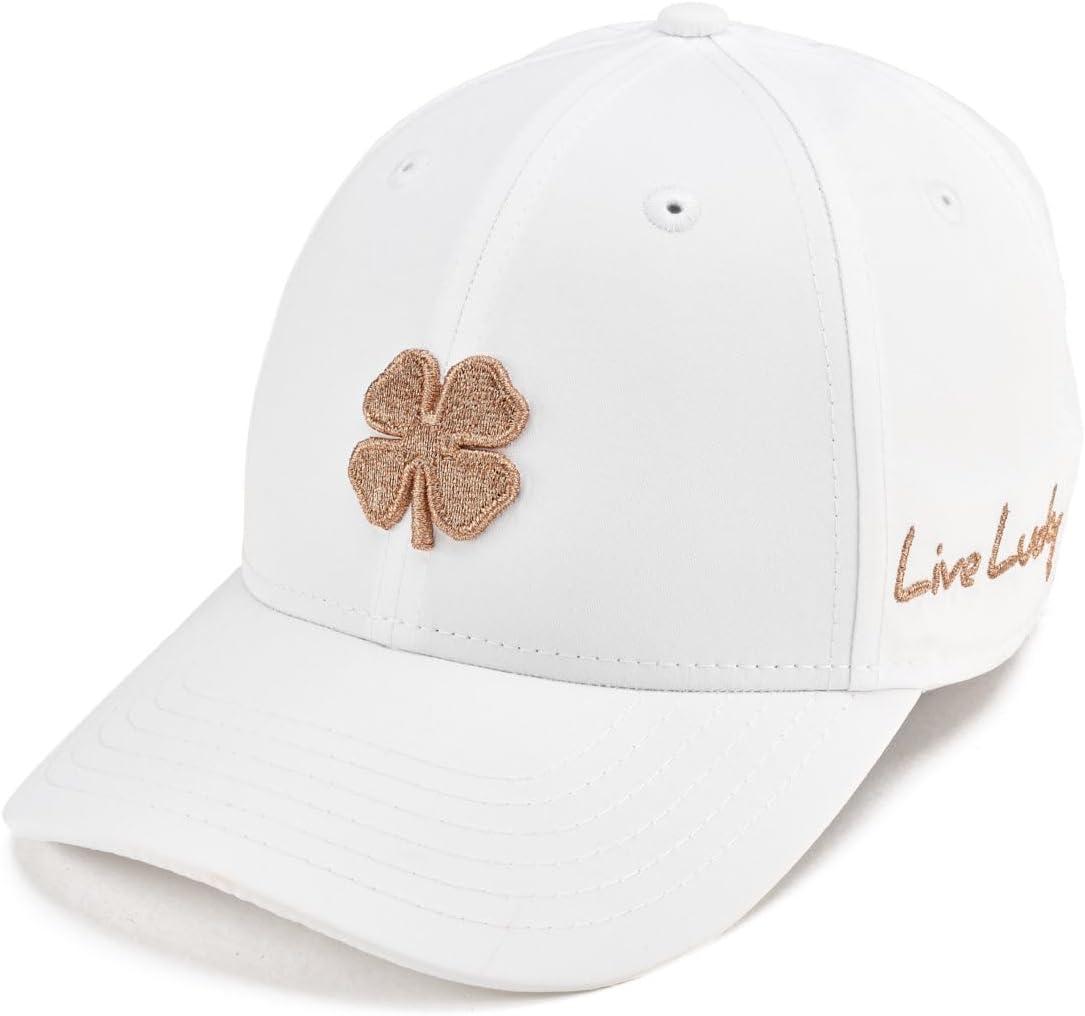 image:imageBlack Clover Womens Hollywood Adjustable Toggle Golf Baseball HatWhite Hat3d Metallic Rose Gold Clover