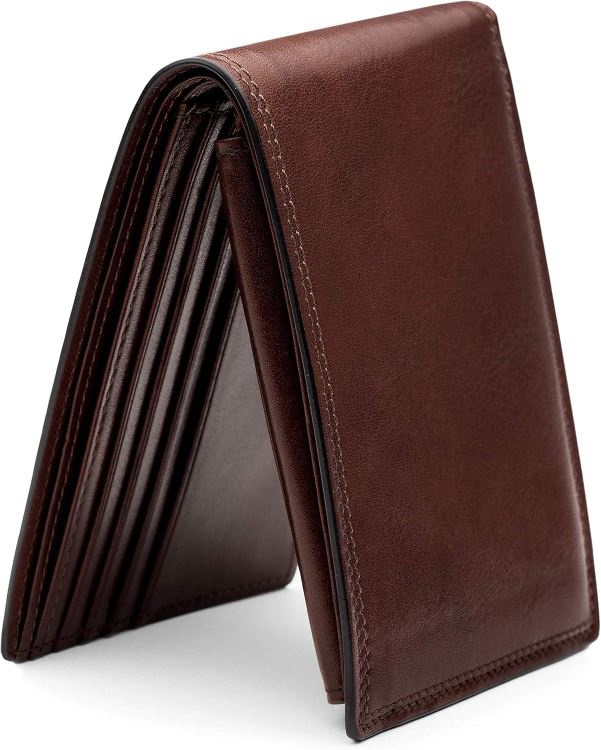 image:imageBosca Mens Leather Wallet with Removable ID Passcase Dolce Italian leather Wallet for Men 8 Card Slots Bifold Design HandStitched Detailing Polished Finish Dark BrownDark Brown