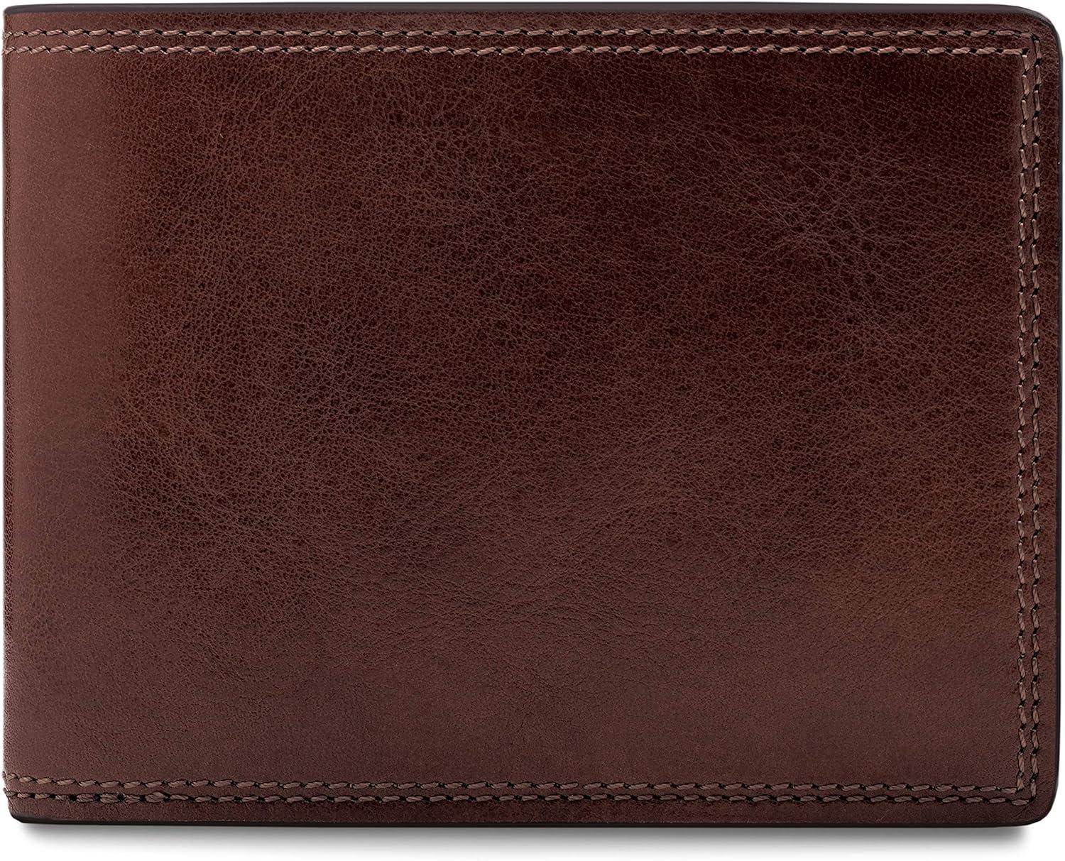 image:imageBosca Mens Leather Wallet with Removable ID Passcase Dolce Italian leather Wallet for Men 8 Card Slots Bifold Design HandStitched Detailing Polished Finish Dark BrownDark Brown