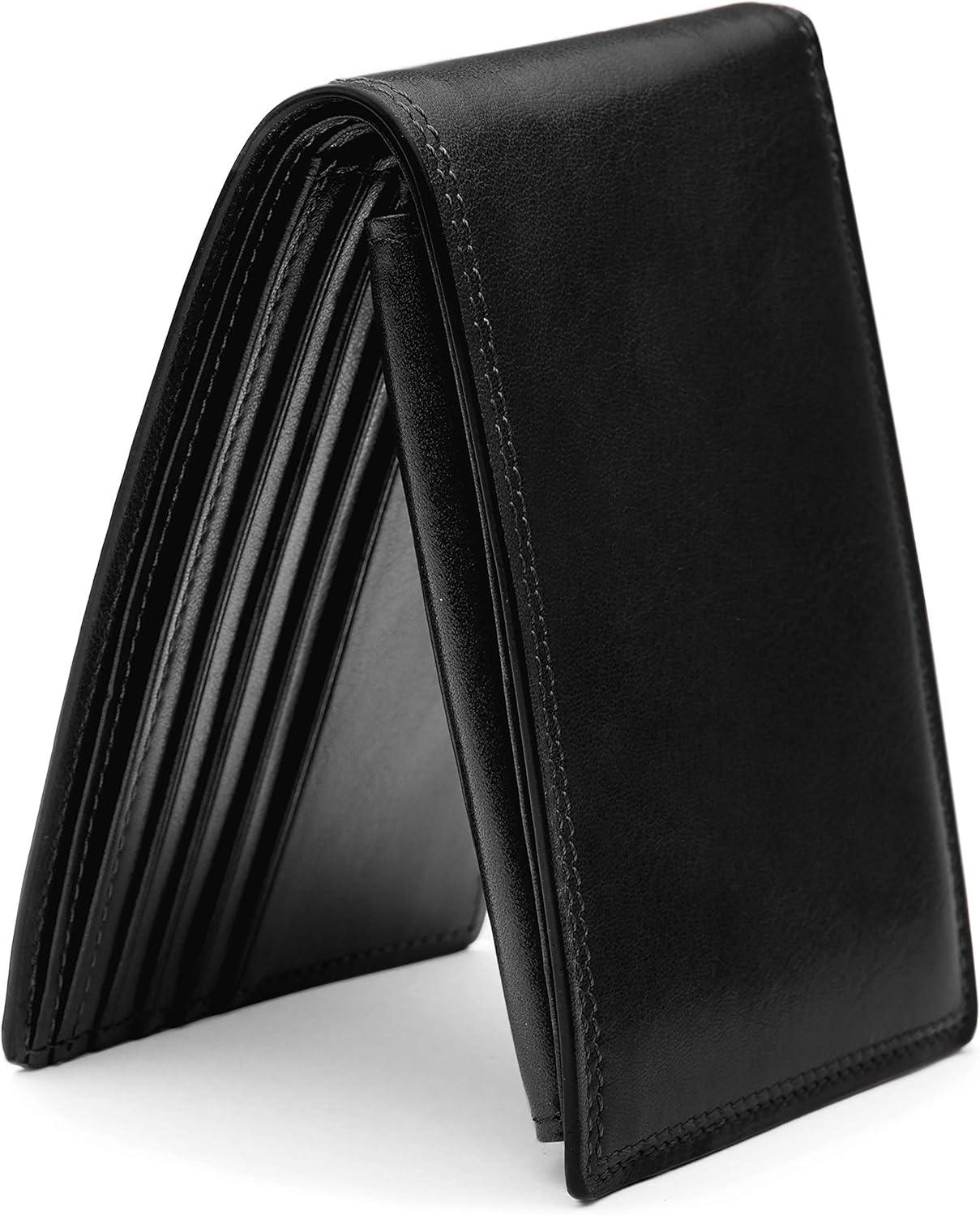 image:imageBosca Mens Leather Wallet with Removable ID Passcase Dolce Italian leather Wallet for Men 8 Card Slots Bifold Design HandStitched Detailing Polished Finish Dark BrownBlack