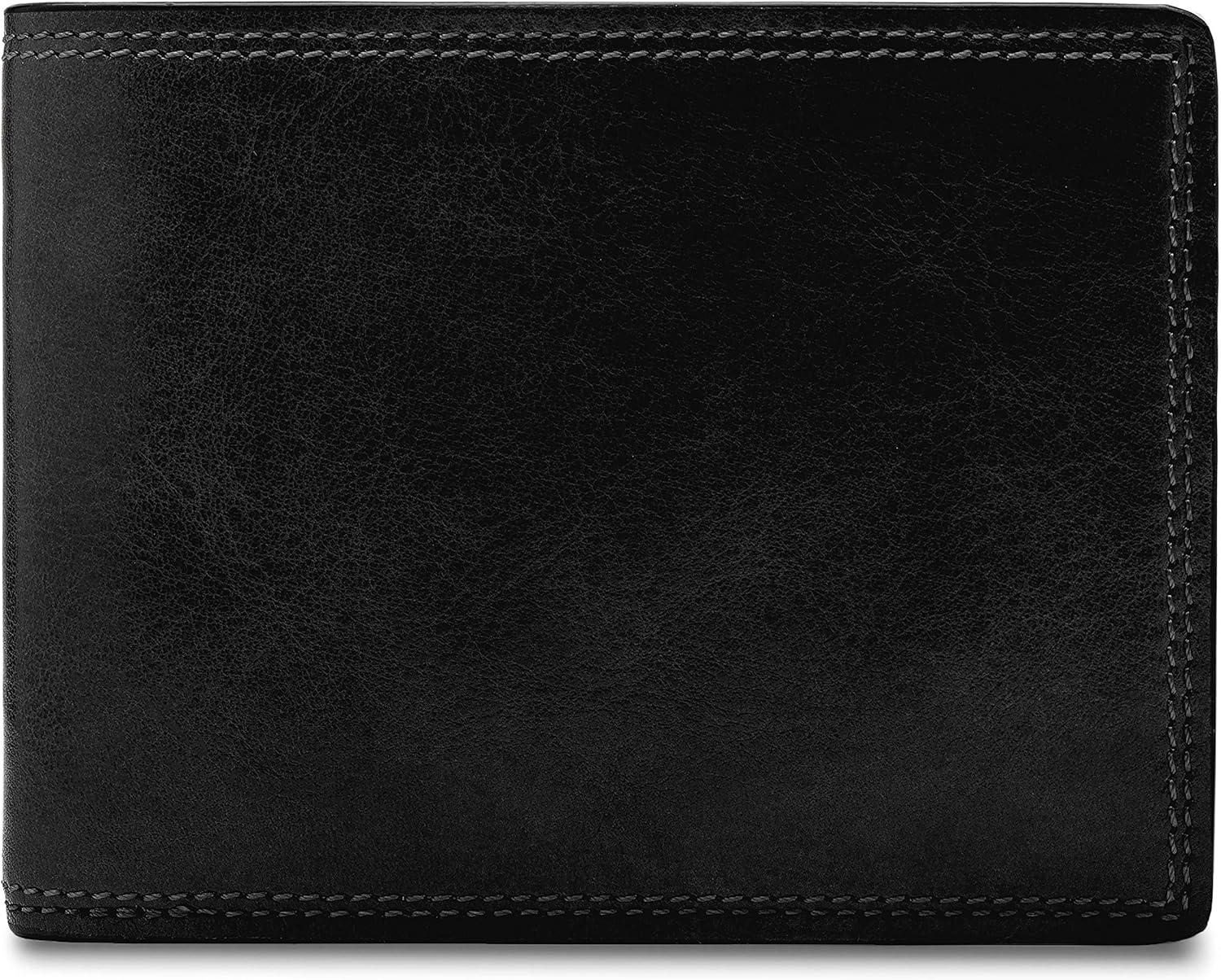 image:imageBosca Mens Leather Wallet with Removable ID Passcase Dolce Italian leather Wallet for Men 8 Card Slots Bifold Design HandStitched Detailing Polished Finish Dark BrownBlack