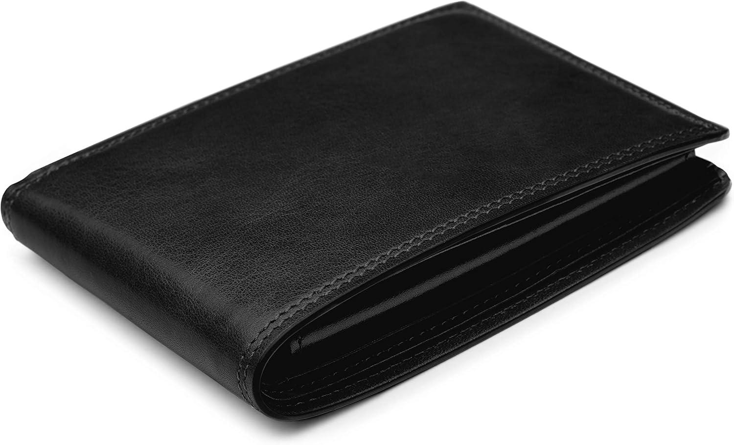 image:imageBosca Mens Leather Wallet with Removable ID Passcase Dolce Italian leather Wallet for Men 8 Card Slots Bifold Design HandStitched Detailing Polished Finish Dark BrownBlack