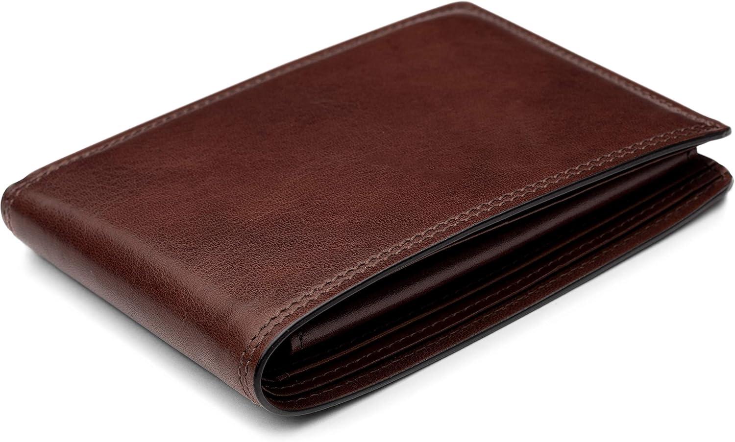 image:imageBosca Mens Leather Wallet with Removable ID Passcase Dolce Italian leather Wallet for Men 8 Card Slots Bifold Design HandStitched Detailing Polished Finish Dark BrownDark Brown