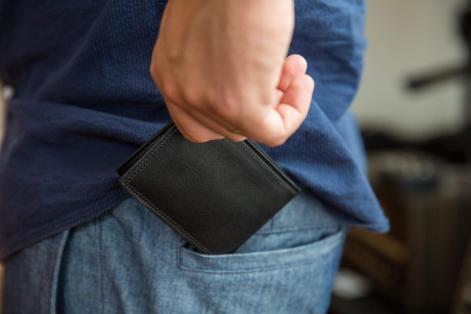image:imageBosca Mens Wallet Dolce Leather Slim Bifold Wallet Dark BrownBlack