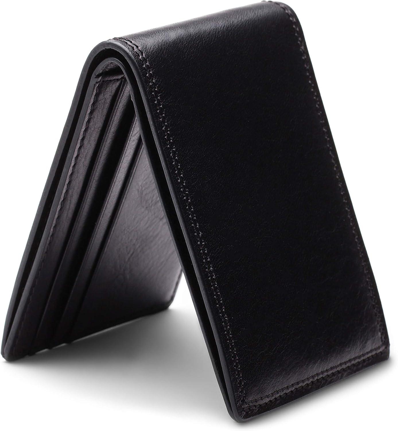 image:imageBosca Mens Wallet Dolce Leather Slim Bifold Wallet Dark BrownBlack
