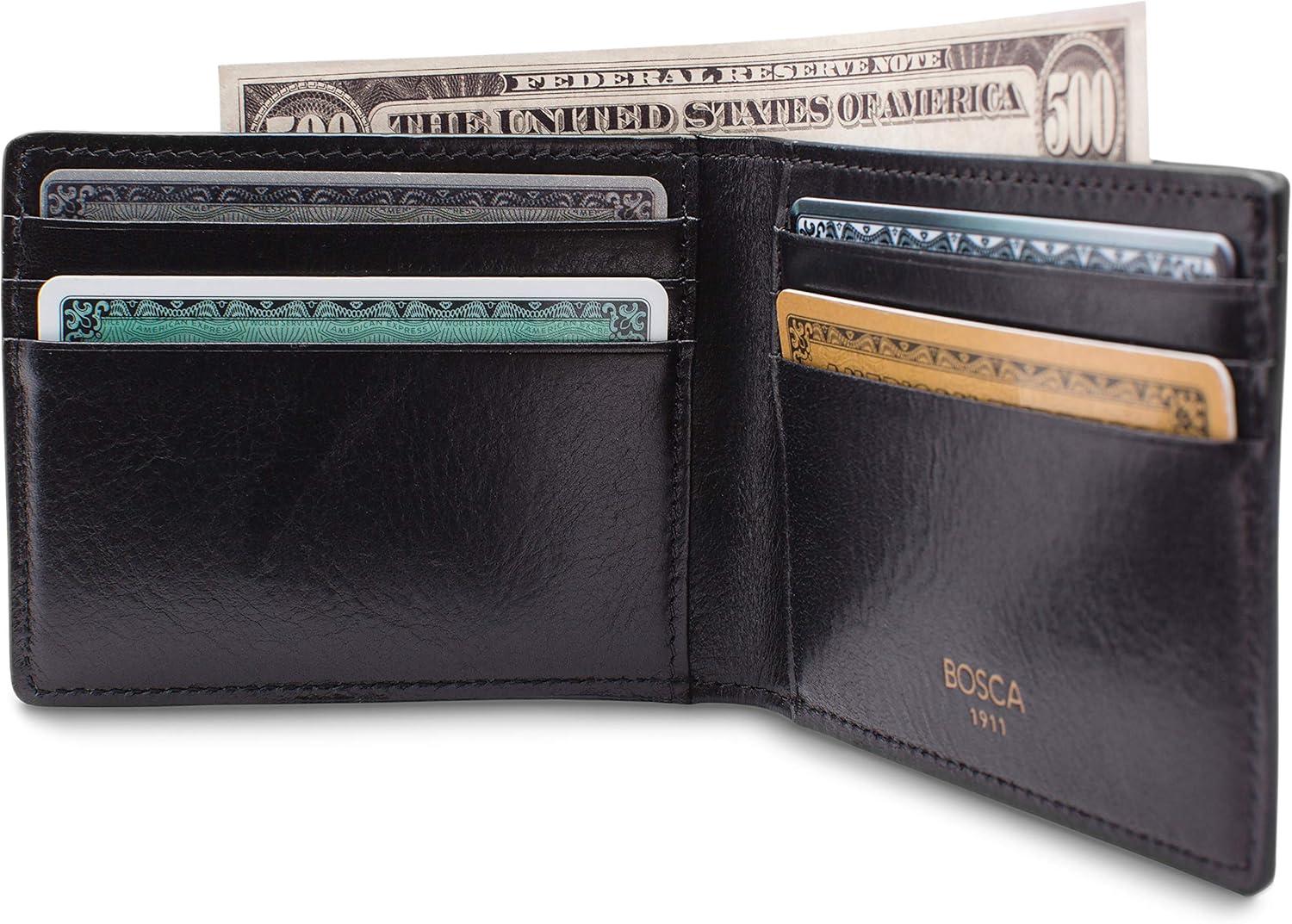 image:imageBosca Mens Wallet Dolce Leather Slim Bifold Wallet Dark BrownBlack