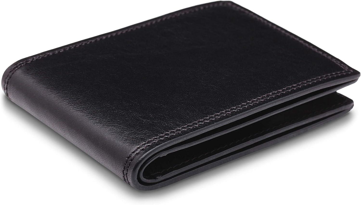 image:imageBosca Mens Wallet Dolce Leather Slim Bifold Wallet Dark BrownBlack