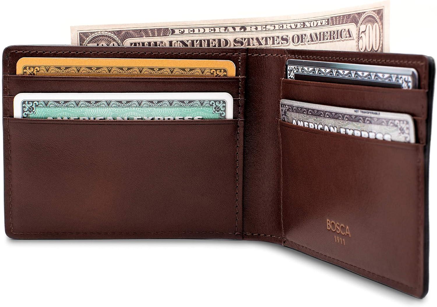 image:imageBosca Mens Wallet Dolce Leather Slim Bifold Wallet Dark BrownDark Brown
