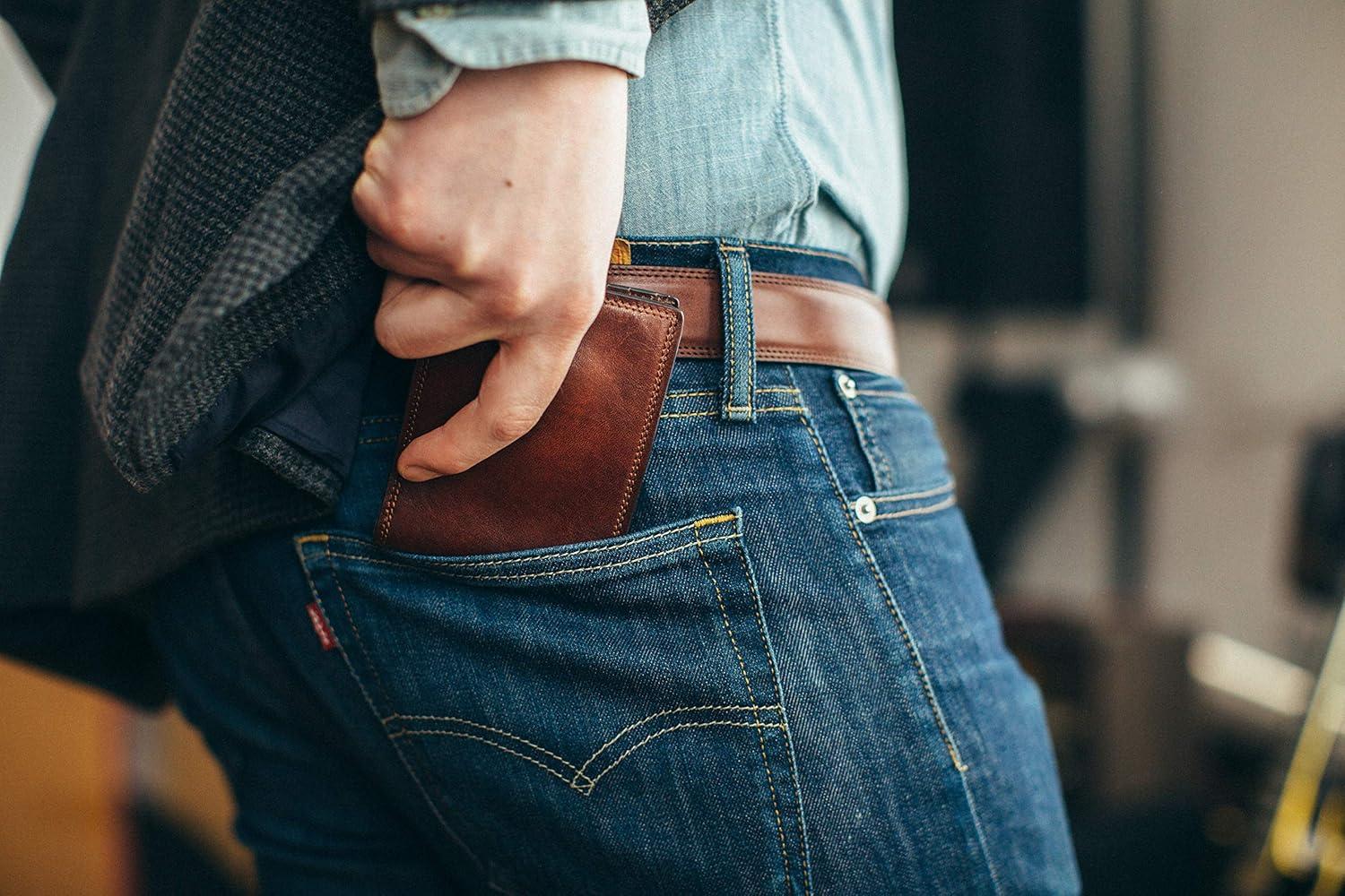 image:imageBosca Mens Wallet Dolce Leather Slim Bifold Wallet Dark BrownDark Brown