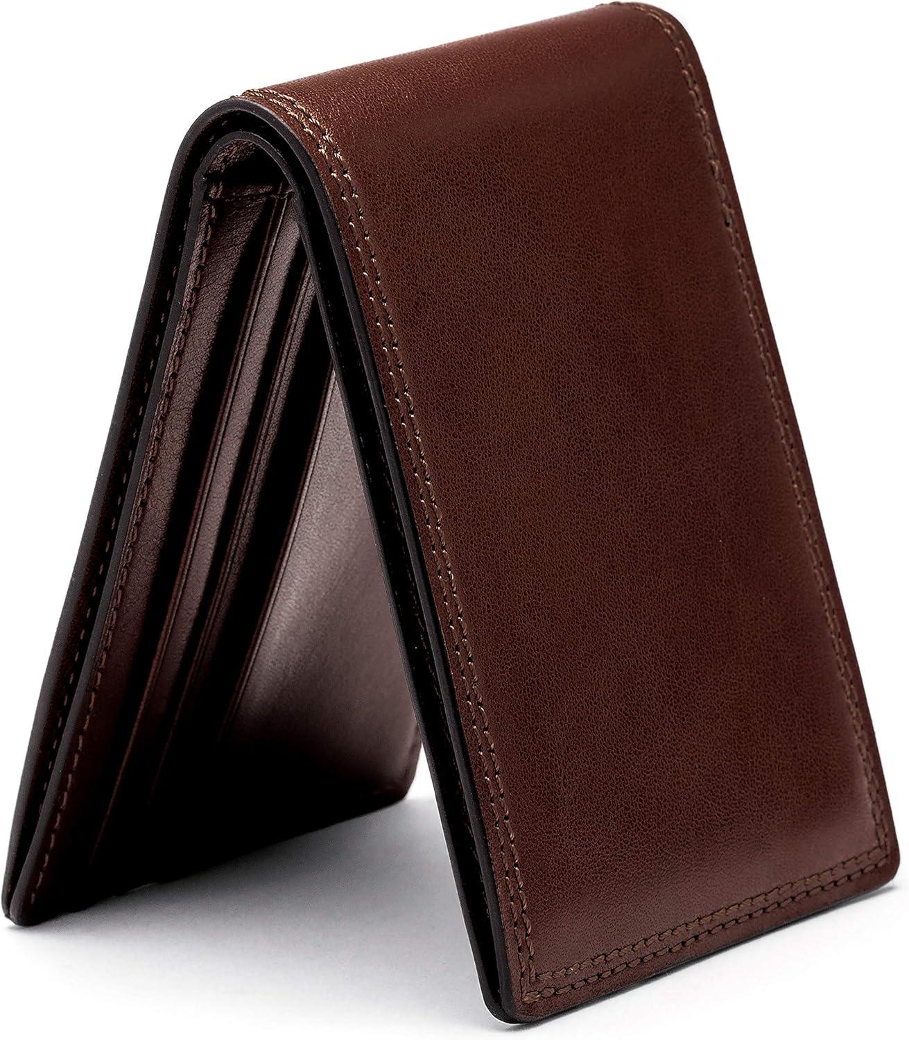 image:imageBosca Mens Wallet Dolce Leather Slim Bifold Wallet Dark BrownDark Brown