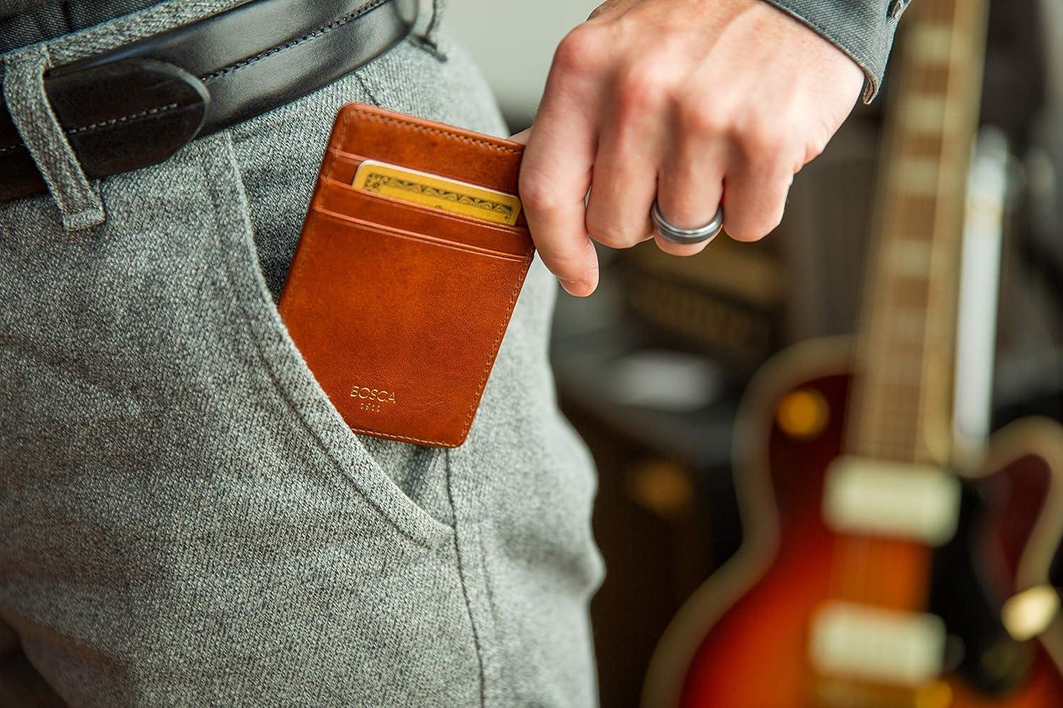 image:imageBosca Old Leather RFID Blocking Front Pocket Wallet with Magnetic Money Clip Leather Wallet for MenAmber