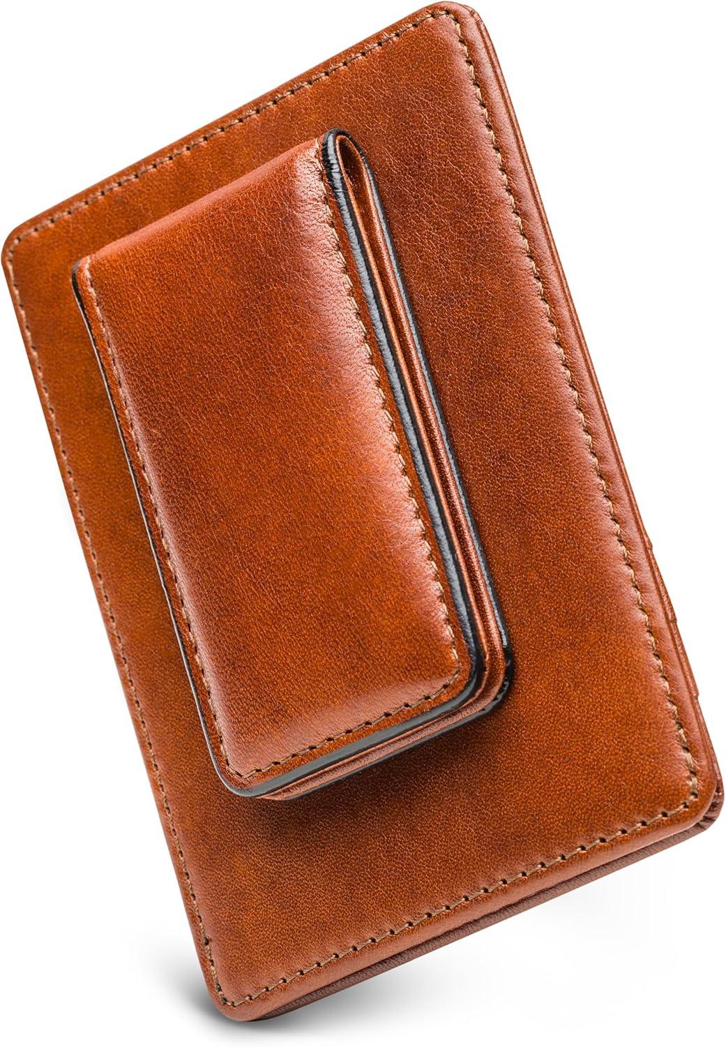 image:imageBosca Old Leather RFID Blocking Front Pocket Wallet with Magnetic Money Clip Leather Wallet for MenAmber