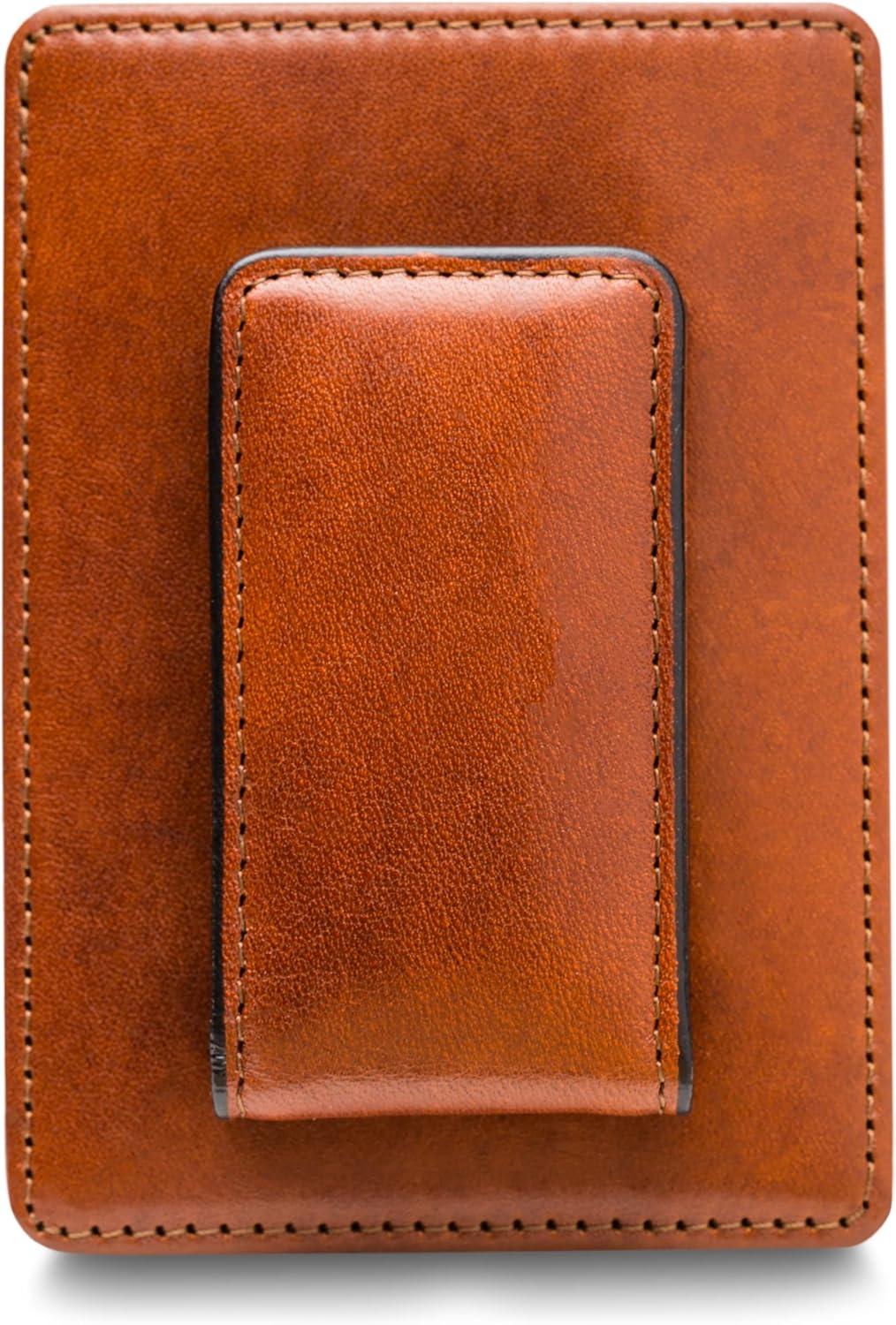 image:imageBosca Old Leather RFID Blocking Front Pocket Wallet with Magnetic Money Clip Leather Wallet for MenAmber