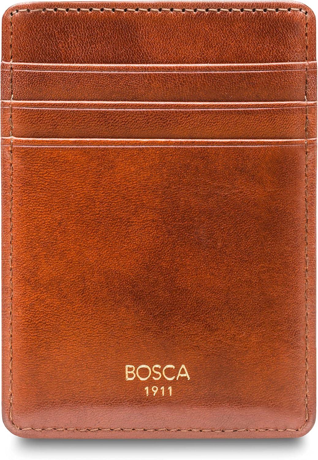 image:imageBosca Old Leather RFID Blocking Front Pocket Wallet with Magnetic Money Clip Leather Wallet for MenAmber