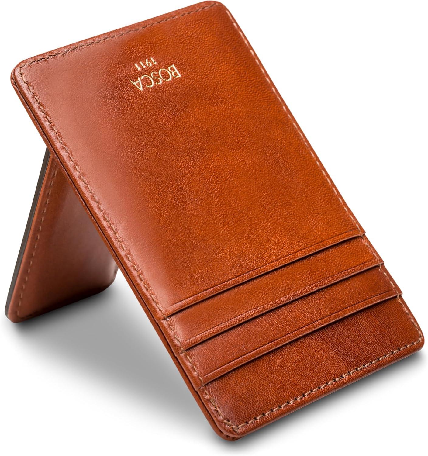 image:imageBosca Old Leather RFID Blocking Front Pocket Wallet with Magnetic Money Clip Leather Wallet for MenAmber